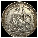 1865 YB Peru Silver 1/5 Sol