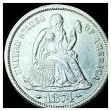 1874 Arrows Seated Liberty Dime UNCIRCULATED