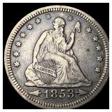 1853 Arrows Seated Liberty Quarter NEARLY UNCIRCUL