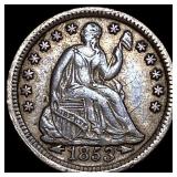 1853 Arrows Seated Liberty Half Dime CLOSELY  UNC
