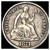 1871 Silver Half Dime LIGHTLY CIRCULATED