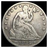 1854 Arrows Seated Liberty Half Dollar NEARLY  UN