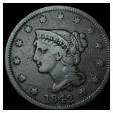 1842 Braided Hair Large Cent LIGHTLY  CIRCULATED