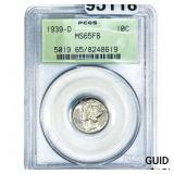 1939-D Mercury Silver Dime PCGS MS65 FB