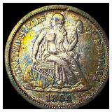 1864-S Silver Seated Liberty Dime NEARLY  UNCIRCU