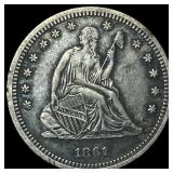 1861 Seated Liberty Quarter CLOSELY  UNCIRCULATED