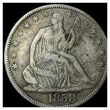 1858 Seated Liberty Half Dollar ABOUT  UNCIRCULAT