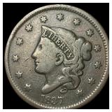 1837 Coronet Head Large Cent ABOUT UNCIRCULATED