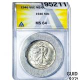 1946 Walking Liberty Half Dollar ANACS MS64