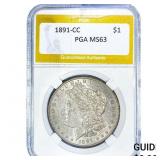 1891-CC Morgan Silver Dollar PGA MS63