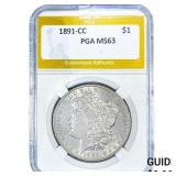 1891-CC Morgan Silver Dollar PGA MS63