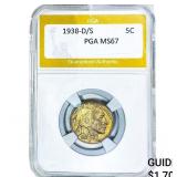 1938-D/S Buffalo Nickel PGA MS67