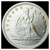 1873 Arrows Seated Liberty Quarter CLOSELY  UNCIR