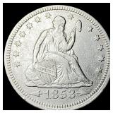1853 Arrows Seated Liberty Silver Quarter CHOICE A