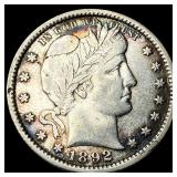 1892 Silver Barber Quarter NEARLY  UNCIRCULATED