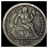 1875-S Silver Seated Liberty Dime LIGHTLY CIRCULAT