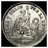 1864 VB Peru Silver 1/2 Dinero