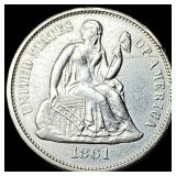1861 Seated Liberty Dime CHOICE AU