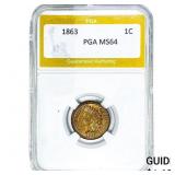 1863 Indian Head Cent PGA MS64