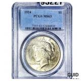1924 Silver Peace Dollar PCGS MS63