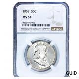1958 Franklin Half Dollar NGC MS64