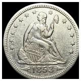1853 Arrows Seated Liberty Quarter CLOSELY UNCIRCU