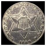 1858 Silver Three-Cent Piece UNCIRCULATED