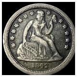 1842-O Silver Seated Liberty Dime NEARLY  UNCIRCU