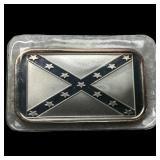 1 oz .999 Fine Silver Bar with a Confederate flag