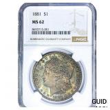 1881 Morgan Silver Dollar NGC MS62
