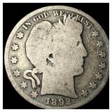 1892 Silver Barber Half Dollar NICELY CIRCULATED