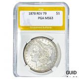 1878 Rev 79 Morgan Silver Dollar PGA MS63