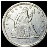 1857 Silver Seated Liberty Quarter UNCIRCULATED