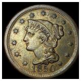 1850 Braided Hair Large Cent CHOICE BU