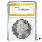 1882-O Morgan Silver Dollar PGA MS64 PL