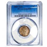 1909 VDB Wheat Cent PCGS MS63 BN