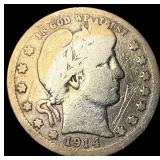 1914-S Silver Barber Quarter UNCIRCULATED