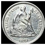 1863-S Silver Half Dime NEARLY UNCIRCULATED