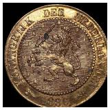 1886 Netherlands Bronze 2 1/2 Cents