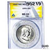 1955 Franklin Half Dollar ANACS MS65 FBL