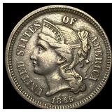 1865 Nickel Three-Cent Piece CLOSELY UNCIRCULATED