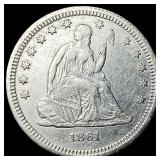 1861 Silver Seated Liberty Quarter CLOSELY UNCIRCU