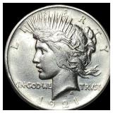 1921 Silver Peace Dollar CLOSELY UNCIRCULATED