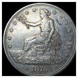 1876 Silver Trade Dollar NEARLY UNCIRCULATED