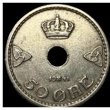 1941 Norway Copper Nickel 50 Ore