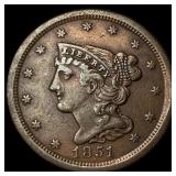 1851 Braided Hair Half Cent CHOICE AU