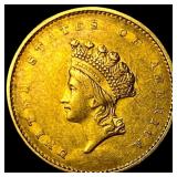 1855 Gold $1 Indian Princess Head Type 2 NEARLY UN