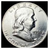 1951-D Silver Half Dollar Franklin GEM BU