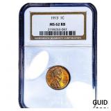 1913 Wheat Cent NGC MS62 RB