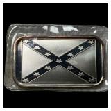 1 oz .999 Fine Silver Bar with a Confederate flag